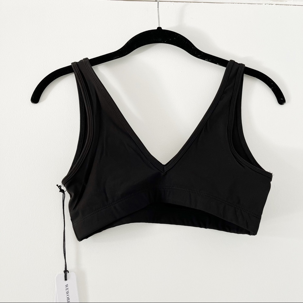 NWT WeWoreWhat Black V Neck Bra Top